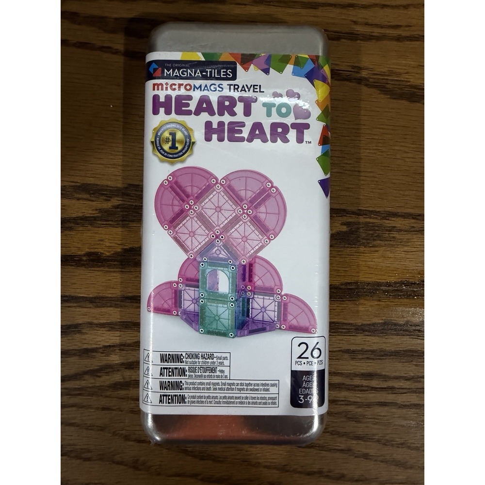 Magna-Tiles microMAGS 26-Piece Heart to Heart Travel Set Pink Girls New